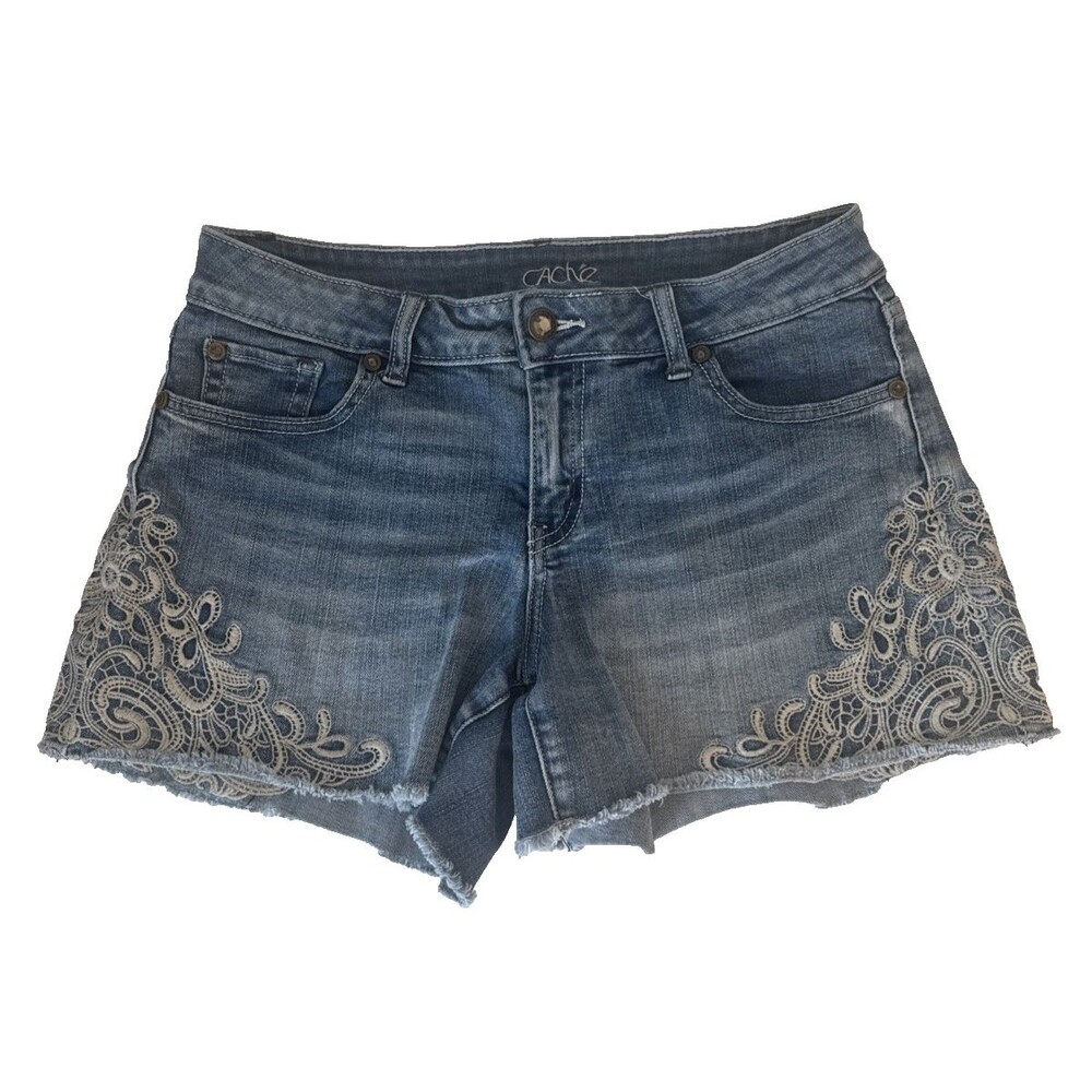 Cache Jean Short Women's Size 4 Embroidery